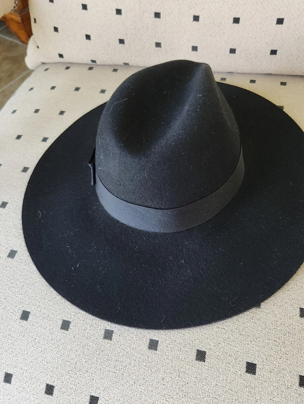 Brixton 100% Wool Black Wide Brim Floppy Fedora Hat Classic Rancher Boho Western